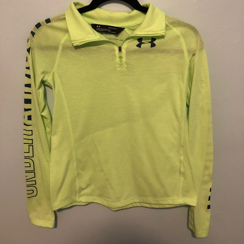 Neon Yellow Under Armour Long Sleeve Quarter Zip